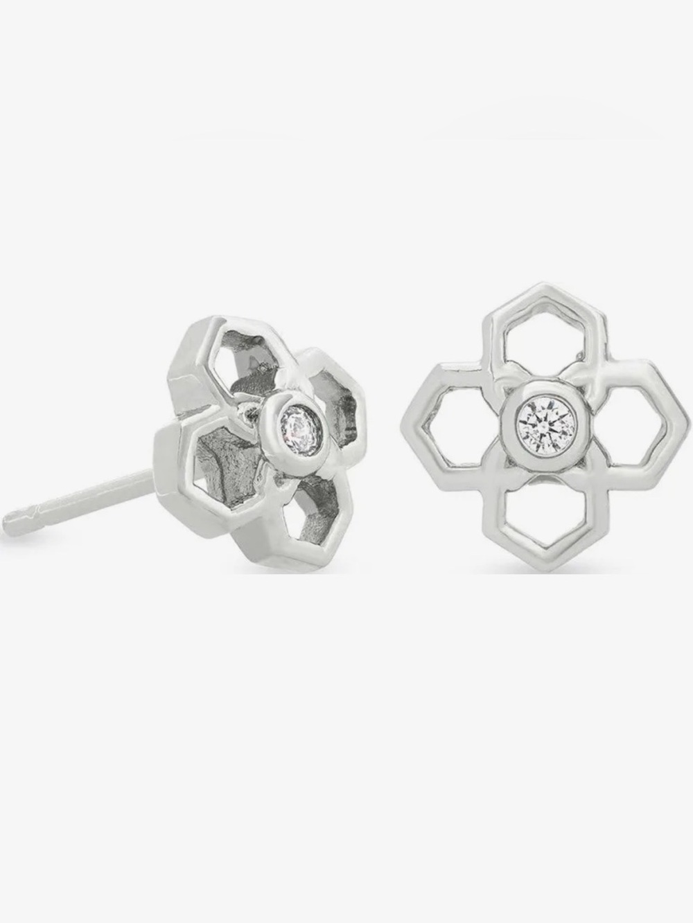 Kendra Scott Rue Stud Earrings Rhod Metal in Silver NWT